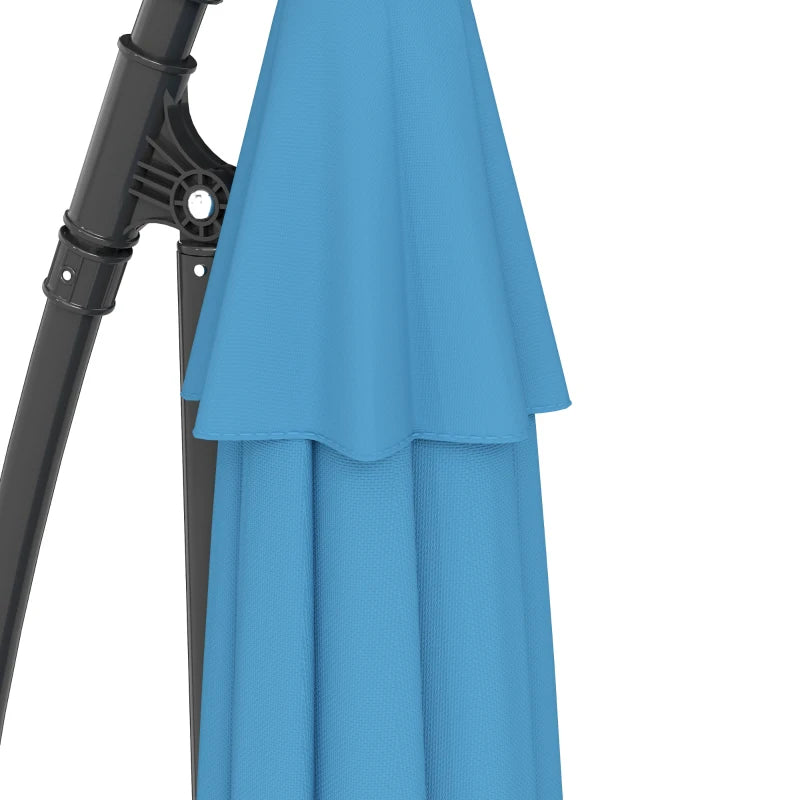 10' Deluxe Patio Umbrella, Outdoor Market Parasol, Banana Hanging Offset Sunshade with Crank, Cross Base, Blue