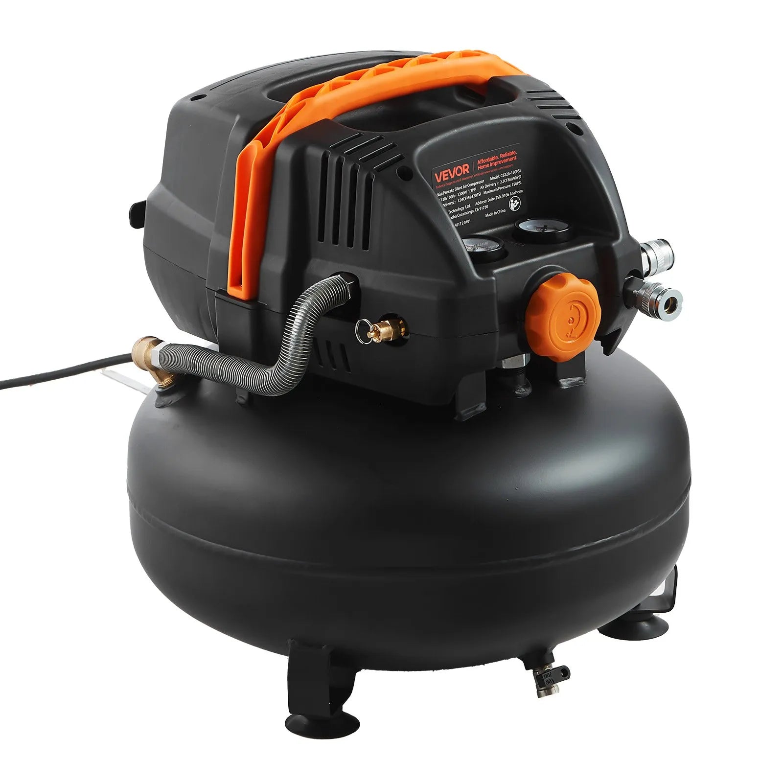 VEVOR 6 Gallon Air Compressor 1.7HP 2.3CFM @ 90PSI with 12-Piece Accessory Kit
