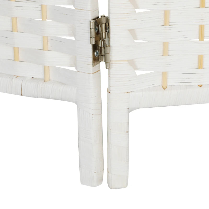 6ft Folding Room Divider, 4 Panel Wall Partition with Wooden Frame for Bedroom, Home Office, White