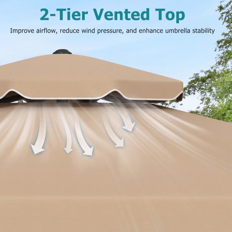 10 Feet Patio Umbrella with Push Button Tilt and Crank-Coffee