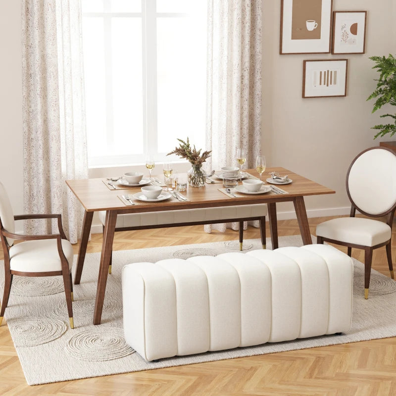 43" Upholstered Bedroom Bench Modern End of Bed Bench Load up to 485 lbs for Bedroom Hallway Living Room Cream White