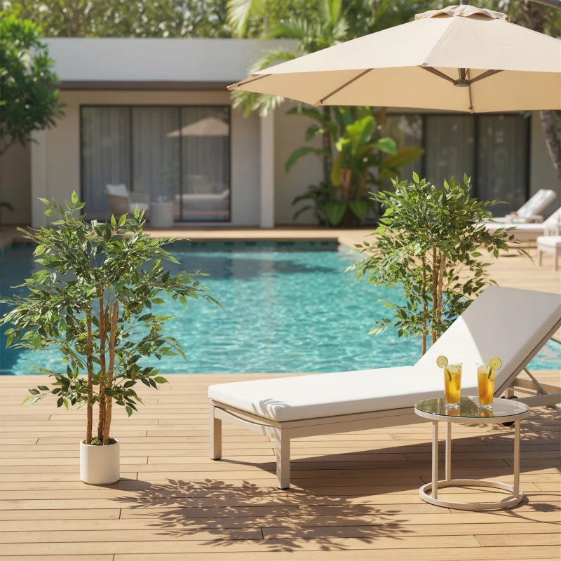 4FT Artificial Banyan Tree Set of 2, Fake Potted Tree with Solid Wood Trunk and Pot for Indoor