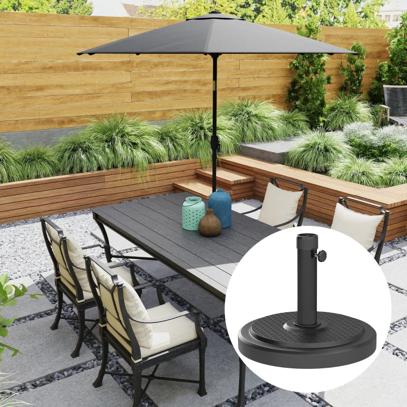 48 lbs Patio Umbrella Base Round HDPE Umbrella Base For 1.5" or 1.9" Outdoor Umbrella Poles Φ18.9" x 15.2" H Black