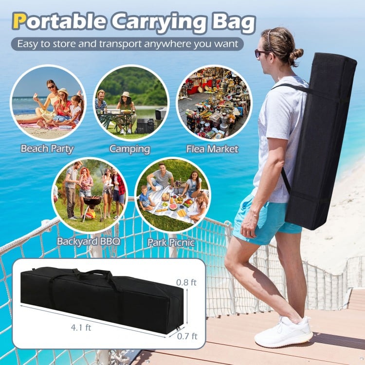 13 X 13 FT Pop up Gazebo with Portable Carrying Bag 8 Stakes and 4 Wind Ropes-Gray