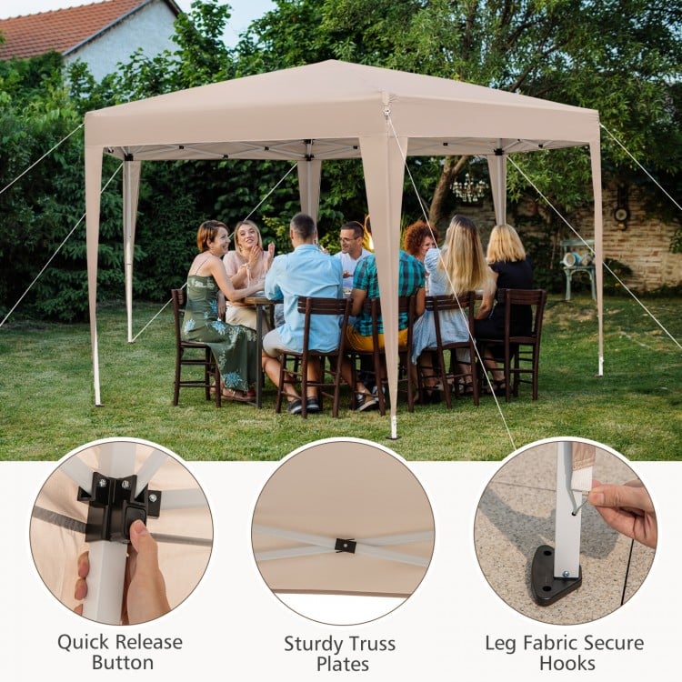 13 x 11.5 FT Hexagonal Pop-Up Height Adjustable Canopy Tent with Dressed Legs-Khaki