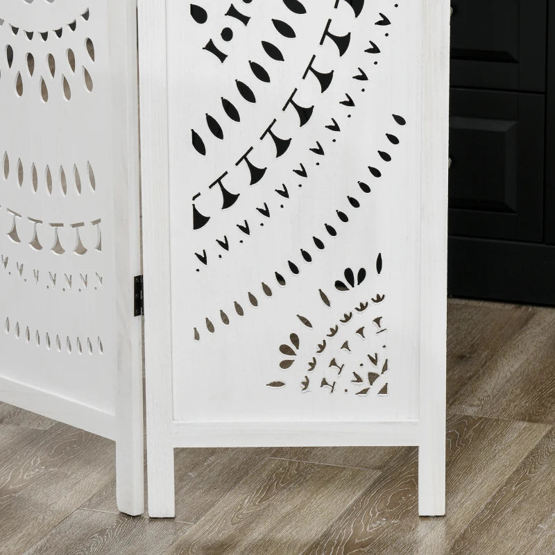 3 Panel Room Divider, 5.6 Ft Tall Portable Folding Privacy Screen, Wood Partition Wall Divider for Home Office, White