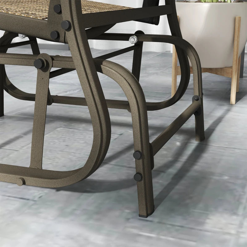3PCs Gliding Rocking Chair & Bistro Tea Table Set, Brown