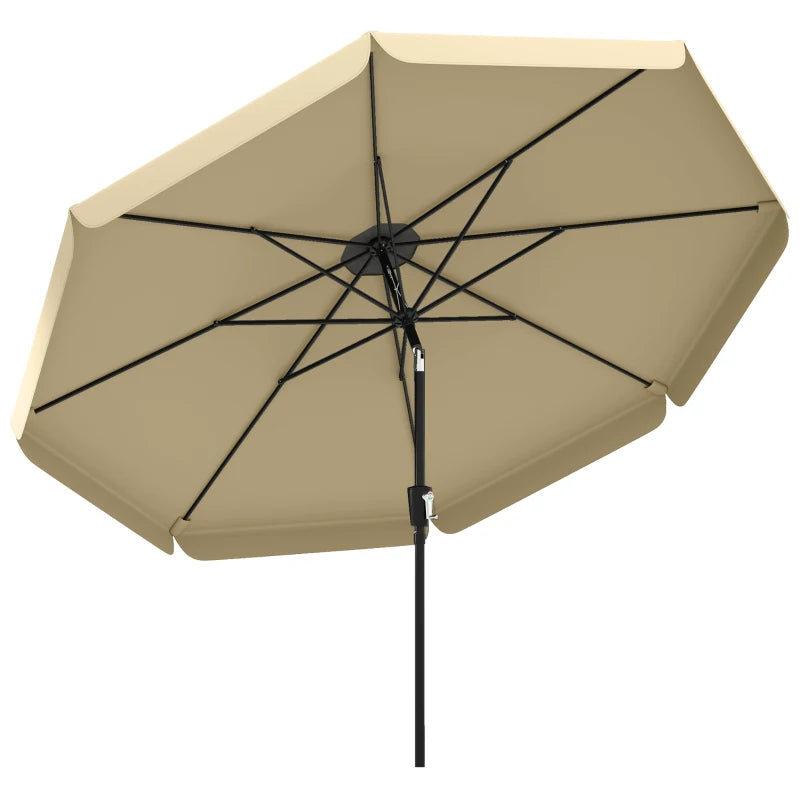 10 ft Patio Umbrella with Push Button Tilt and Crank, Outdoor Market Table Umbrella Parasol, Khaki