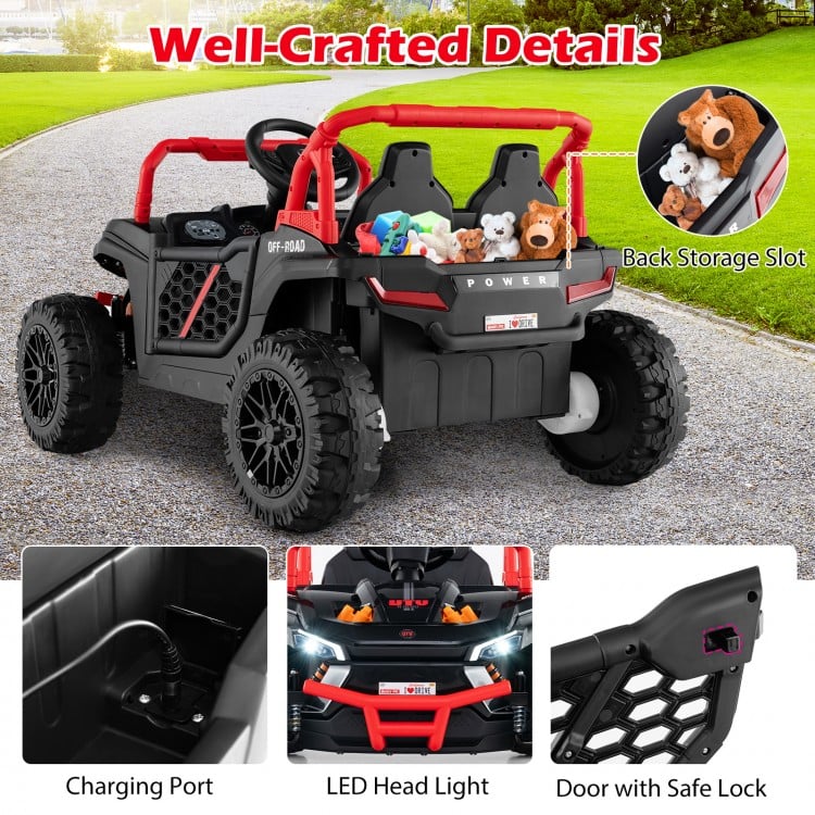 12V Kids Ride on Truck Off-Road UTV with Parental Remote and Lights-Black