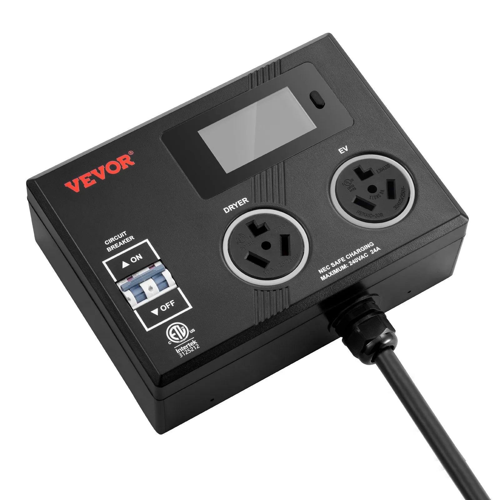 VEVOR NEMA Splitter for Dryer and EV NEMA 10-30P 2x 10-30R 3.4'' LCD Screen ETL