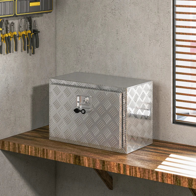 24 Inch Truck Bed Tool Box, Heavy Duty Aluminum Tool Box, Storage Toolbox Chest Organizer with Lock and Keys
