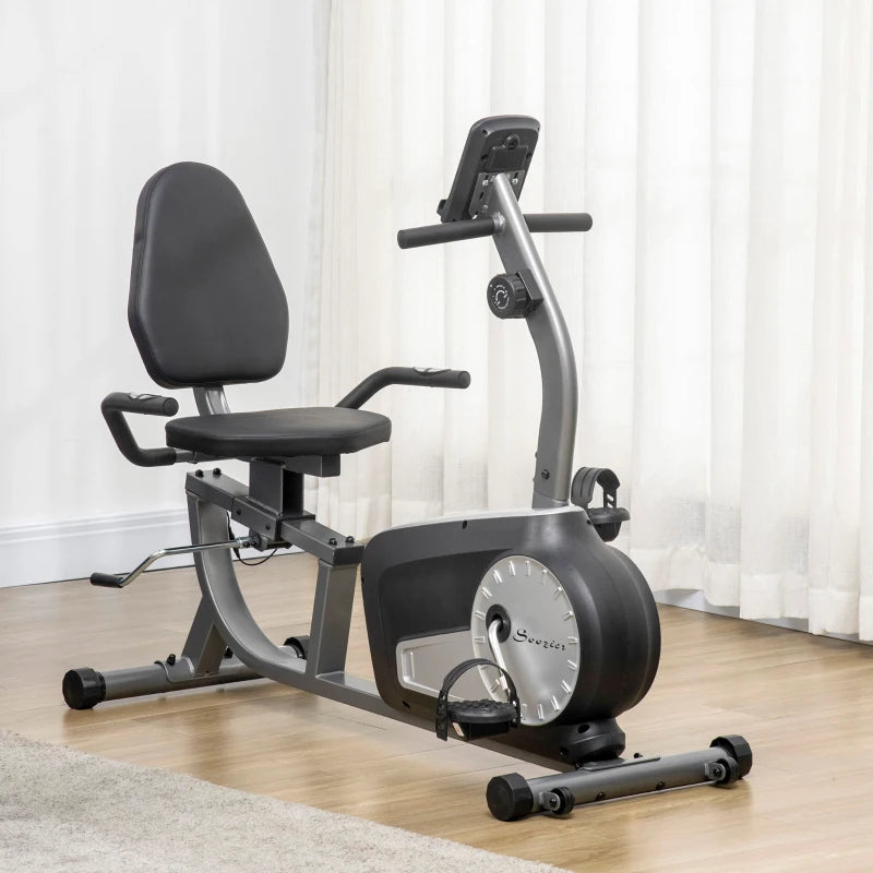 Soozier Exercise Bike, Stationary Bike with 8-Level Magnetic Resistance, LCD Display, Adjustable Seat and Backrest for Home Gym