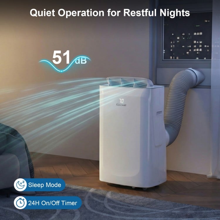 15000 BTU Inverter Portable Air Conditioner Smart Wifi Enabled Cooling & Heating Unit-White