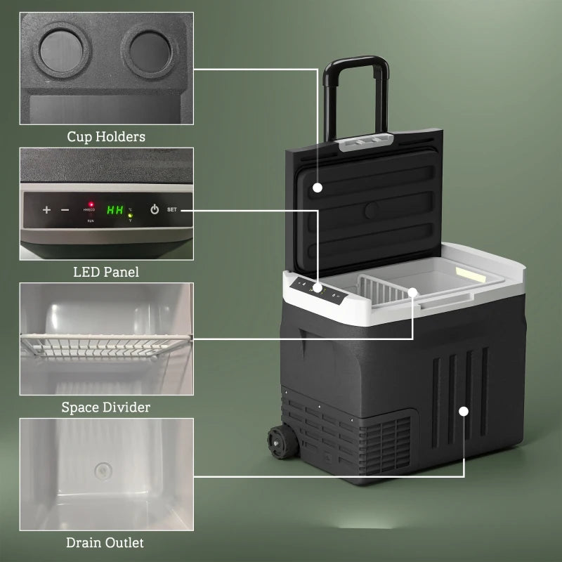 12 Volt Car Fridge Refrigerator, 42 Quart Portable Electric Cooler, 12V/24V DC & 100-240V AC, -4℉-68℉