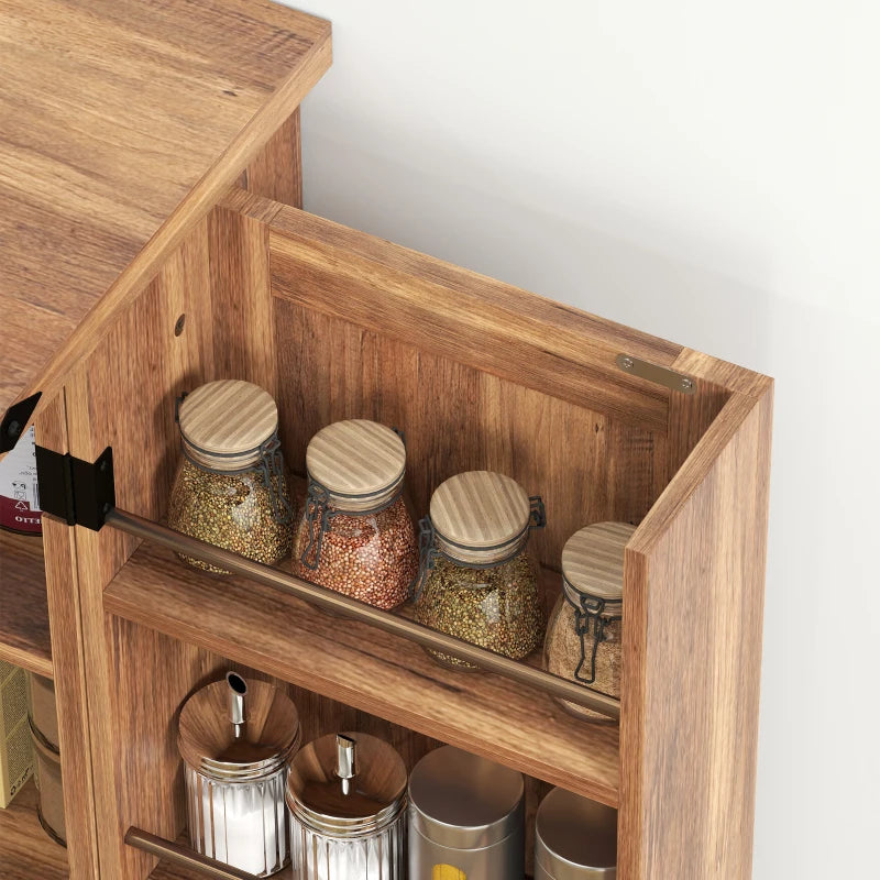47" Kitchen Pantry Storage Cabinet, Farmhouse Kitchen Pantry Cabinet with Adjustable Shelves and Door Shelves, Brown