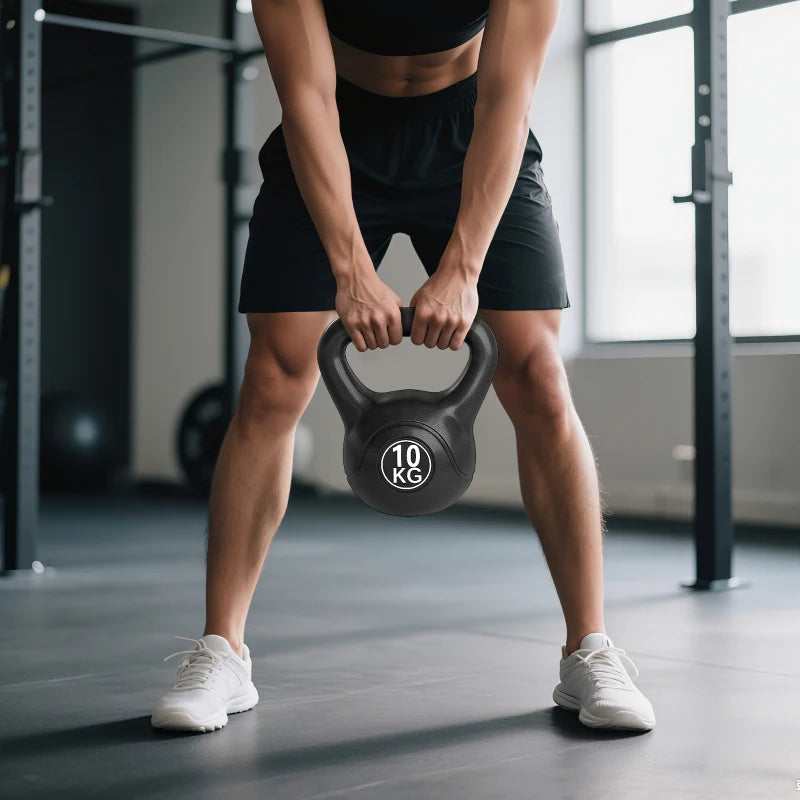 Soozier 22lb Fitness Kettlebell, Plastic Exercise Weight, Weightlifting Tools with Sand, Handle, Noise Reduction for Home, Gym