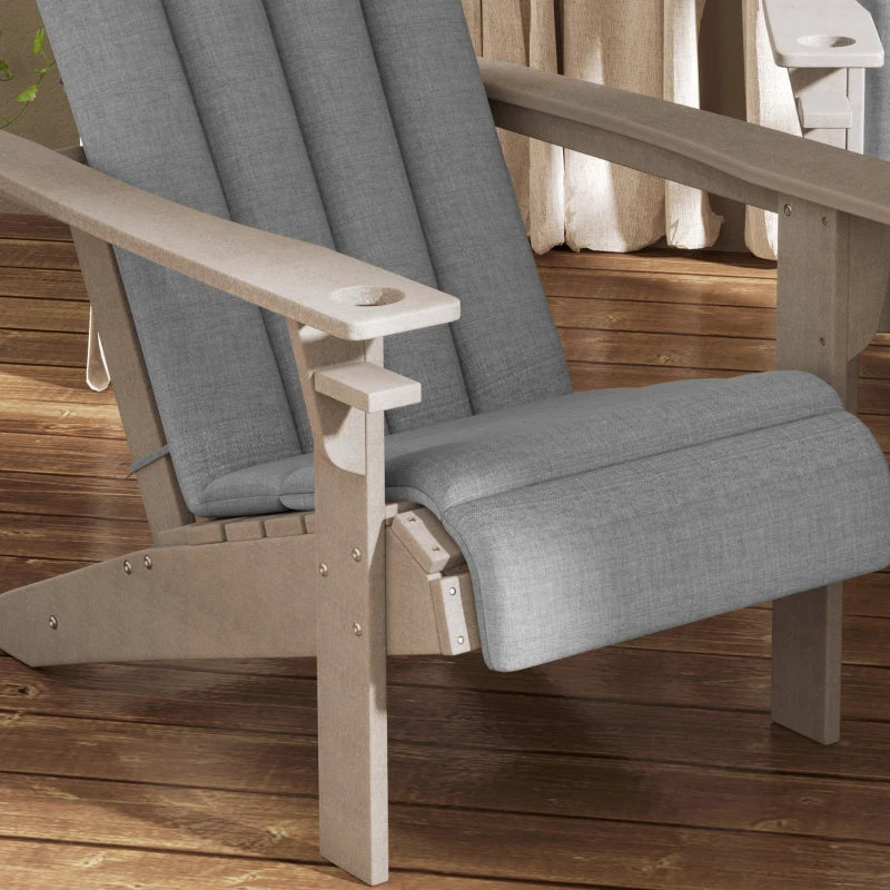 Set of 4 Patio Chair Cushions, High Back Adirondack Chair Cushion with Ties, High-Density Foam, Grey