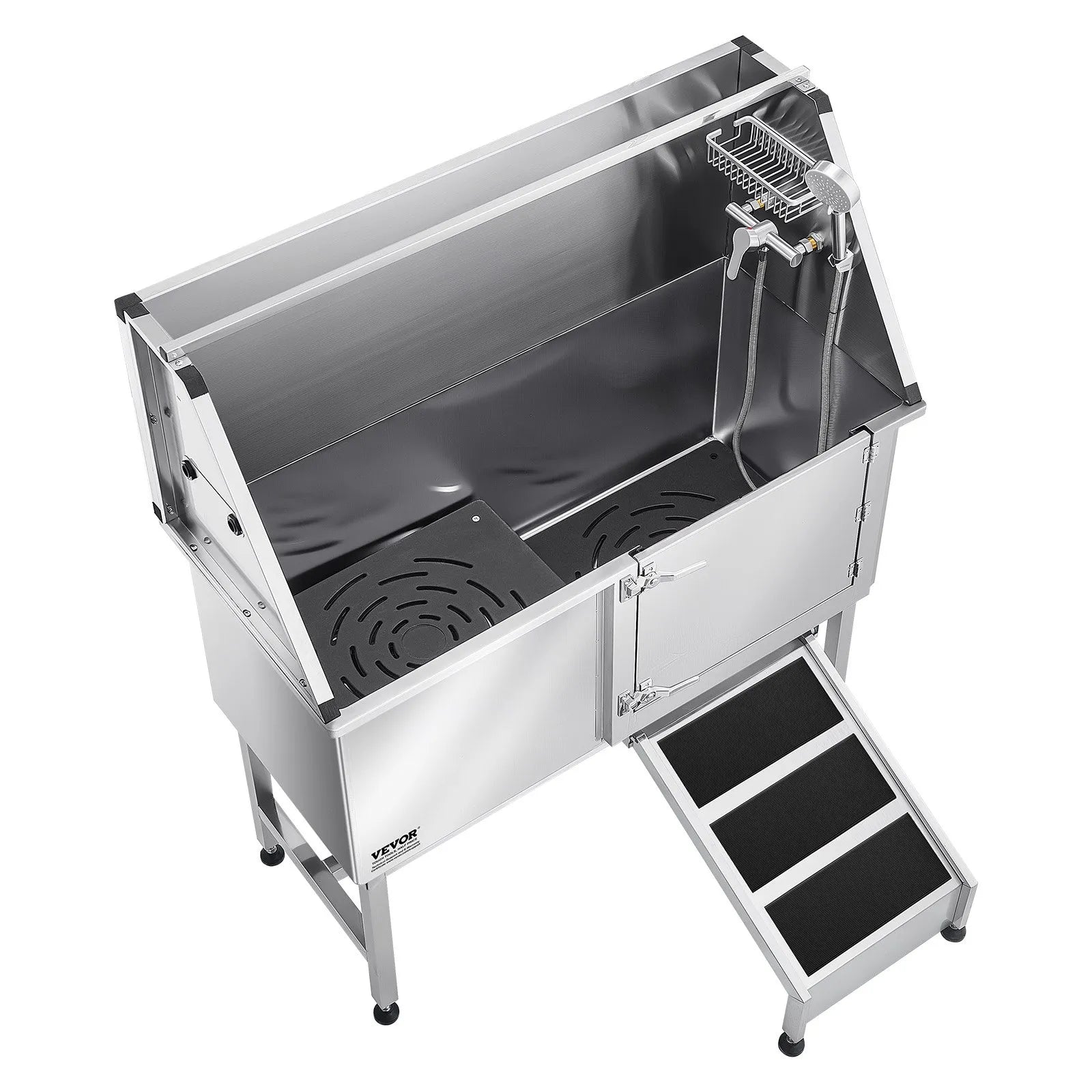 VEVOR 50 Inch Dog Grooming Bath Tub Stainless Steel w Ramp Water Filter