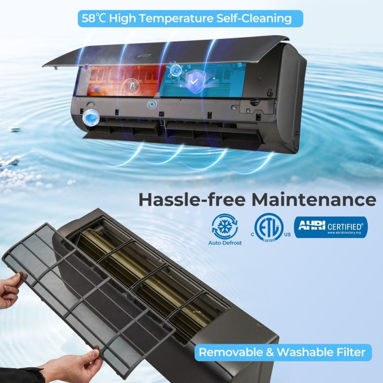 GreyVolt Series 9100 BTU 20.5 SEER2 115V WiFi Enabled Mini Split AC Compatible with Alexa Gray