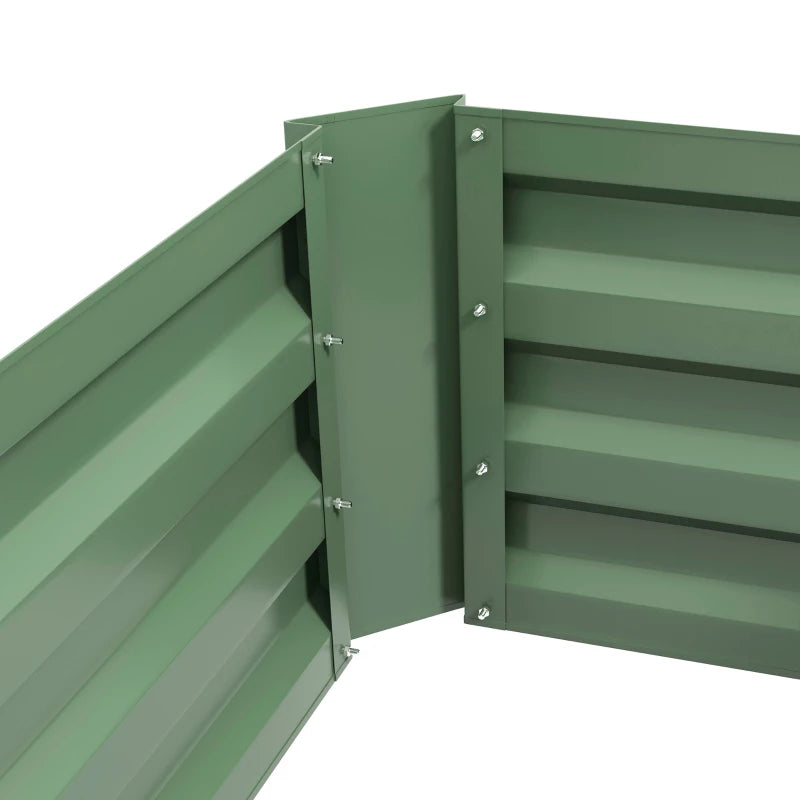 Set of 2 Raised Garden Bed, Steel Elevated Planter Box for Flowers, Herbs, Succulents, 39"x20"x12", Green