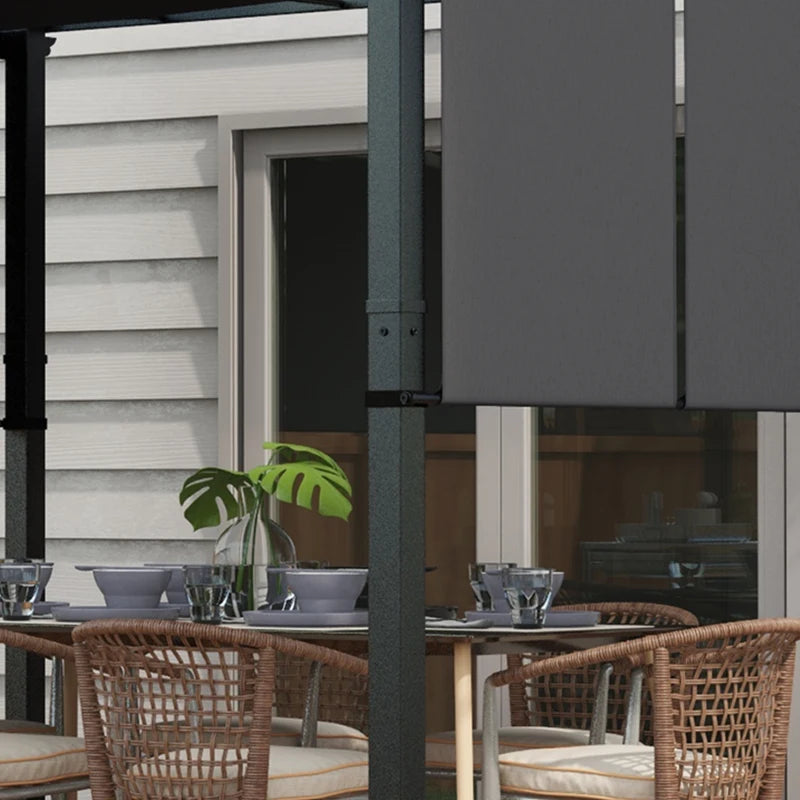 10' x 12' Metal Pergola, Outdoor Pergola with Retractable Canopy, for Garden, Patio, Backyard, Deck