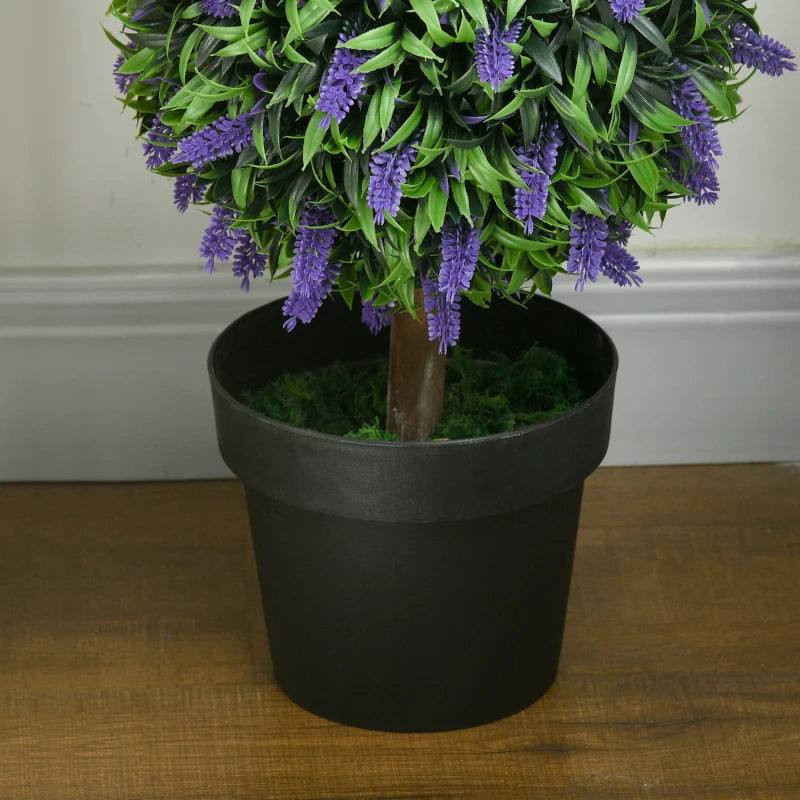 3.5ft Set of 2 Artificial Plants, Lavender Flowers Ball Trees with Pot, for Home Indoor Outdoor Decor