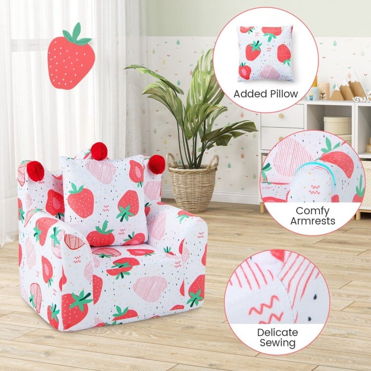 High-density Padding Kids Sofa with Armrest and Extra Pilow-Pink