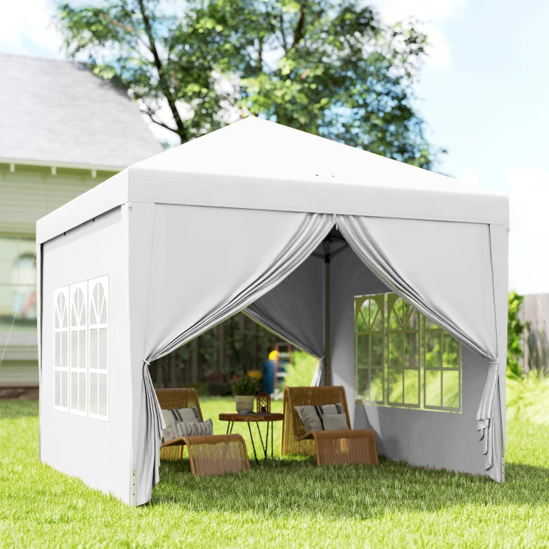 10'x10' Outdoor Pop Up Party Tent Wedding Gazebo Canopy with Carrying Bag (White)