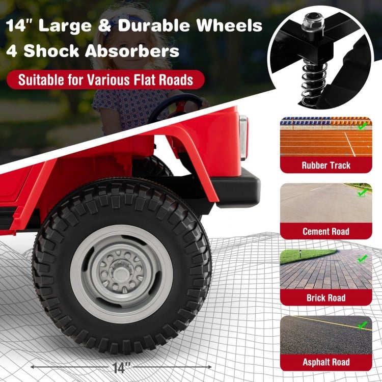 12V 2-Seat Licensed Kids Ride On Toyota FJ40 Car with 2.4G Remote Control-Red