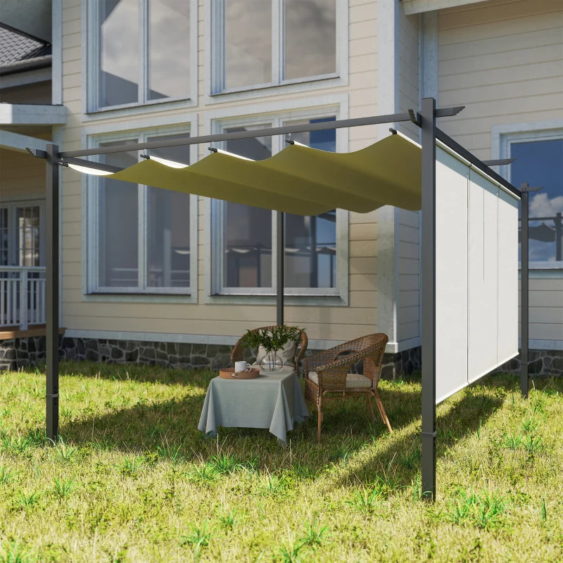 10' x 12' Retractable Pergola Canopy with Roller Shade, Free Standing Patio Gazebo, UPF30+