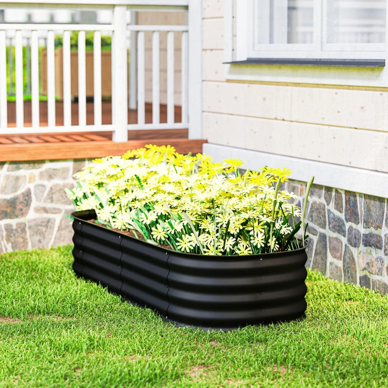 4.9 x 2 x 1ft Galvanized Raised Garden Bed Kit, Metal Planter Box with Safety Edging, Black