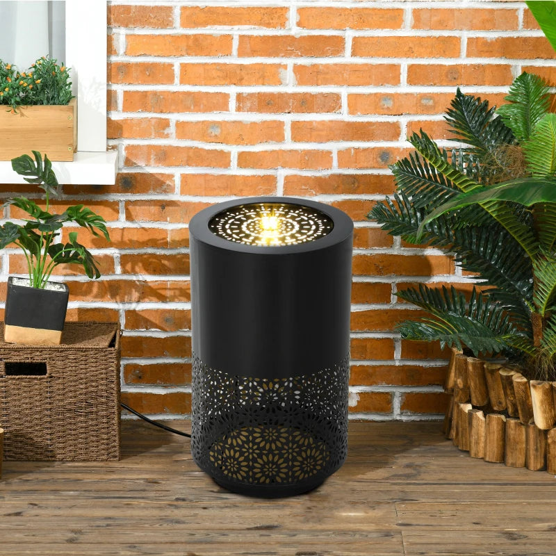 21" Tall Garden Waterfall Fountain with LED Lights, Outdoor Water Fountain Water Feature with Adjustable Flow, Black
