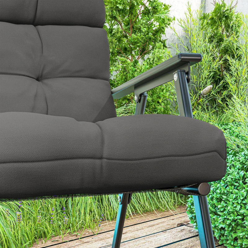 2-Piece Back Seat Cushion Replacement, Outdoor Patio Chair Cushions Set with Ties, Button Tufted, Dark Grey
