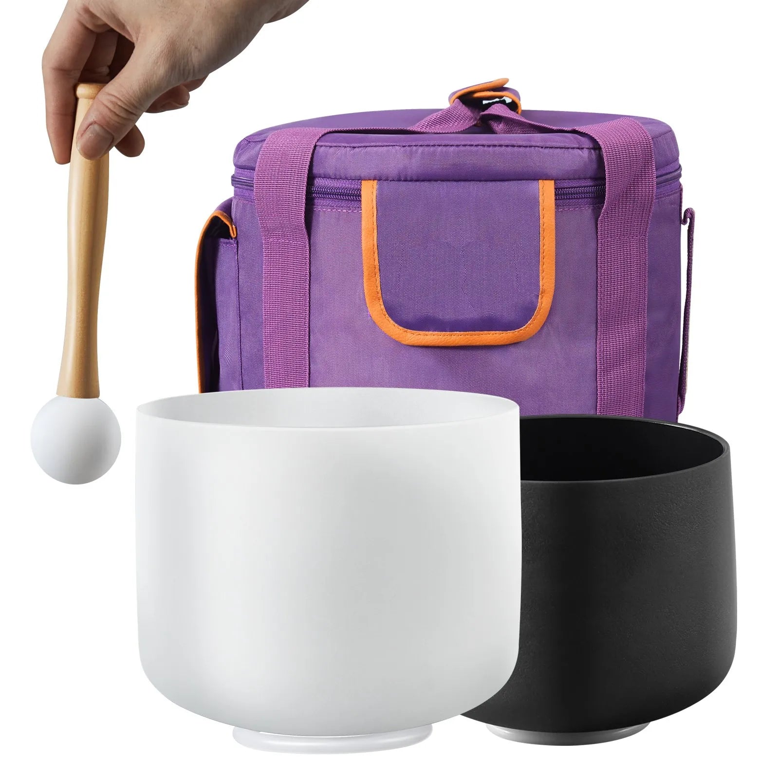 2PCS Crystal Singing Bowls 8" and 10" A & F Note Singing Bowls with Carrying Bag
