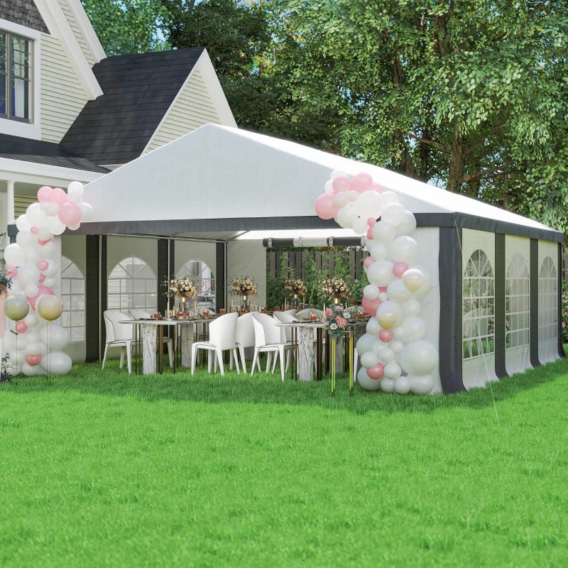 20' x 20' Heavy-duty Large Wedding Tent, Outdoor Carport Garage Party Tent, Patio Gazebo Canopy with Sidewall, Grey