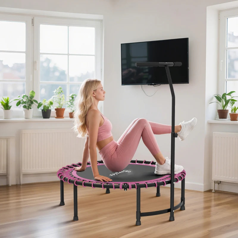 Soozier 45" Mini Trampoline for Adults, Foldable Fitness Exercise Rebounder with Adjustable Handle