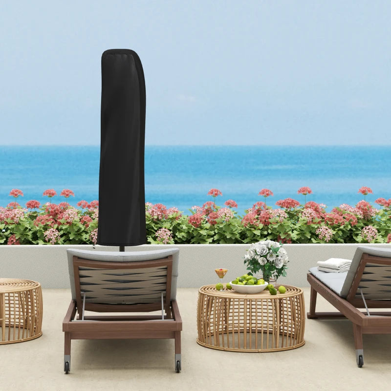 118.1" Patio Offset Umbrella with Cover and Wind Protection Strap,with Crank Handle and Tilt, UPF50+, Grey