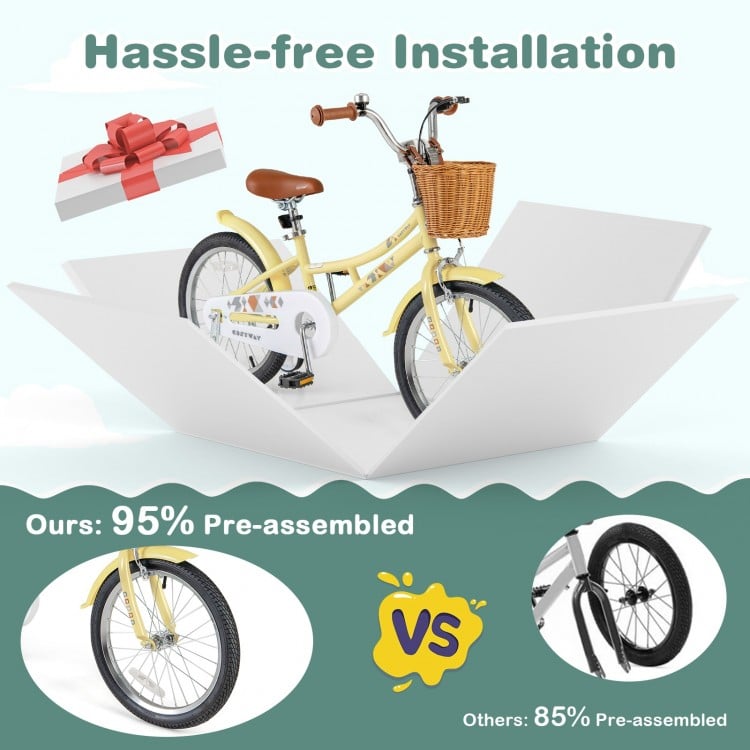 18 Inch Kids Bike Adjustable Bicycle with Reflectors and Bell for Children 4-8 Years Old-18 inches