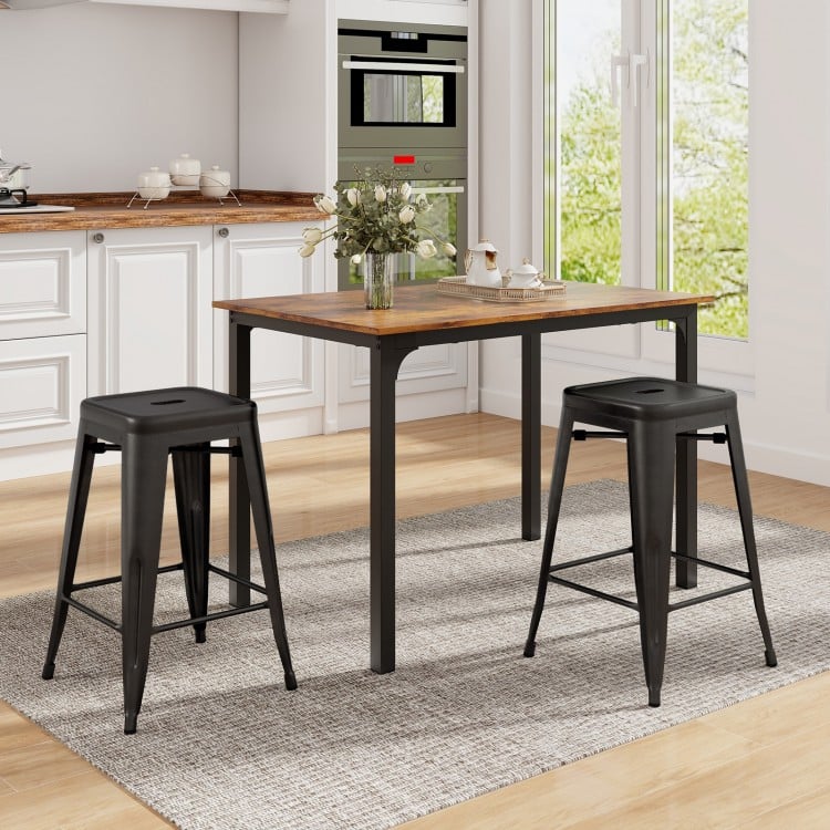 24 Inch Set of 4 Tolix Style Counter Height Barstool Stackable Chair-Black