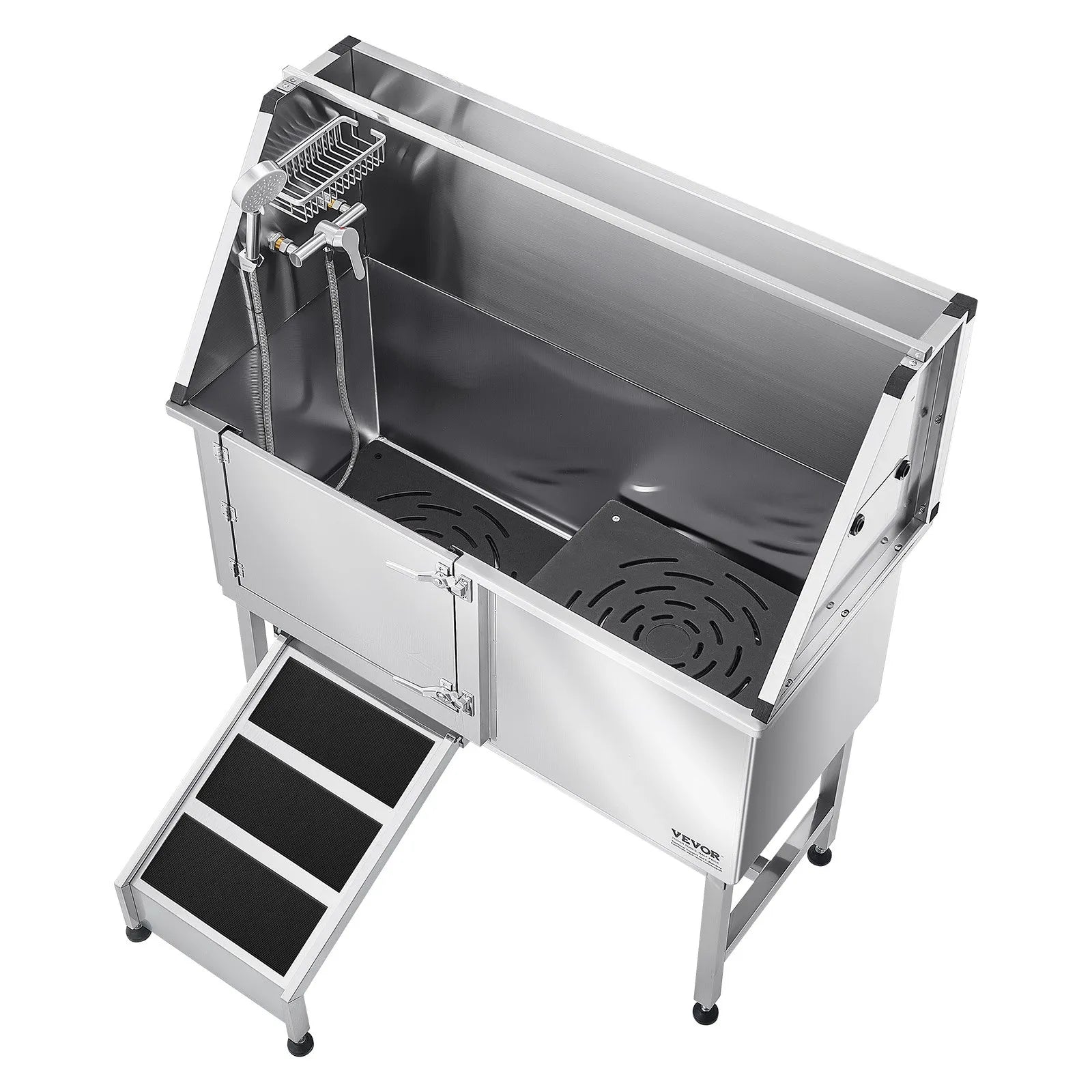 VEVOR 50 Inch Dog Grooming Bath Tub Stainless Steel w Ramp Water Filter Left