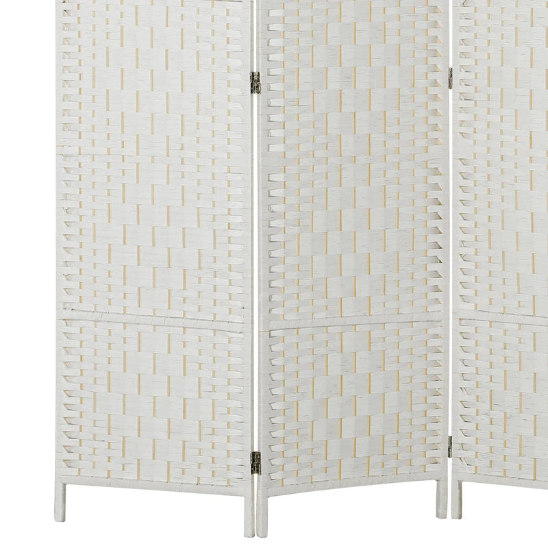 6ft Folding Room Divider, 3 Panel Wall Partition with Wooden Frame for Bedroom, Home Office, White