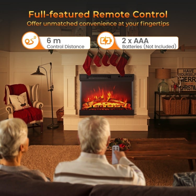 24 Inches 3-Sided Glass Electric Fireplace Heater with Remote Control
