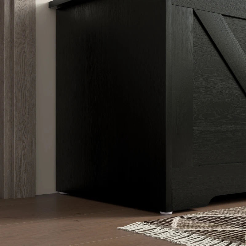 39.4 Inches Storage Chest, Storage Trunk with 2 Safety Hinges for Living Room, Black Wood Grain