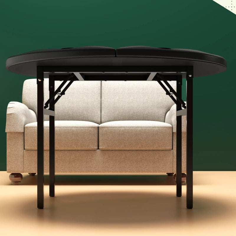 Soozier Foldable Poker Table Blackjack Texas Holdem Poker Game Table with Cup Holders, 47" Round, Black