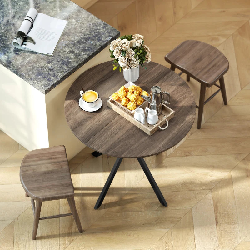31.5" Industrial Round Dining Table - Distressed Dark Brown