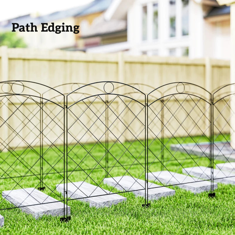 4 Pack Garden Fencing for Yard, Decorative Fence Panels as Animal Barrier and Flower Edging, Circle, Black