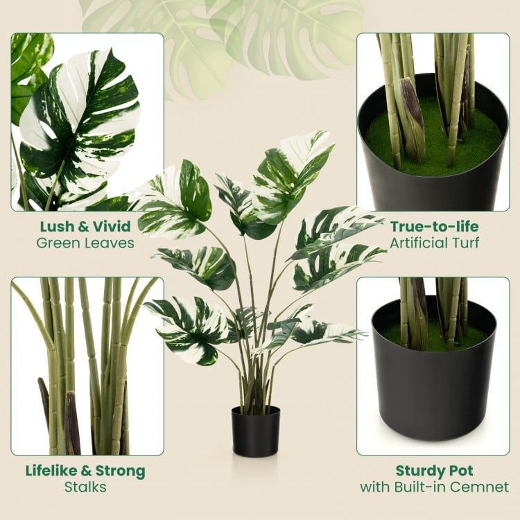 2 Pack 4 Feet Artificial Monstera Deliciosa Plants for Home Office