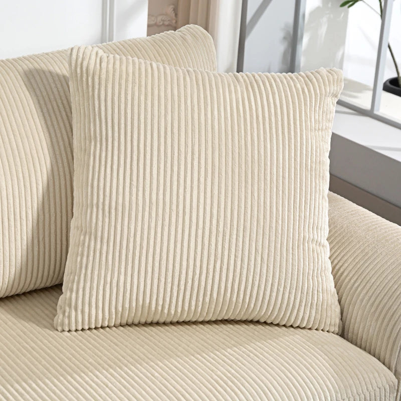 3 Seater Sofa, 83.5" Modern Upholstered Couch with Pocket Spring and 2 Scatter Cushions for Living Room, Cream White