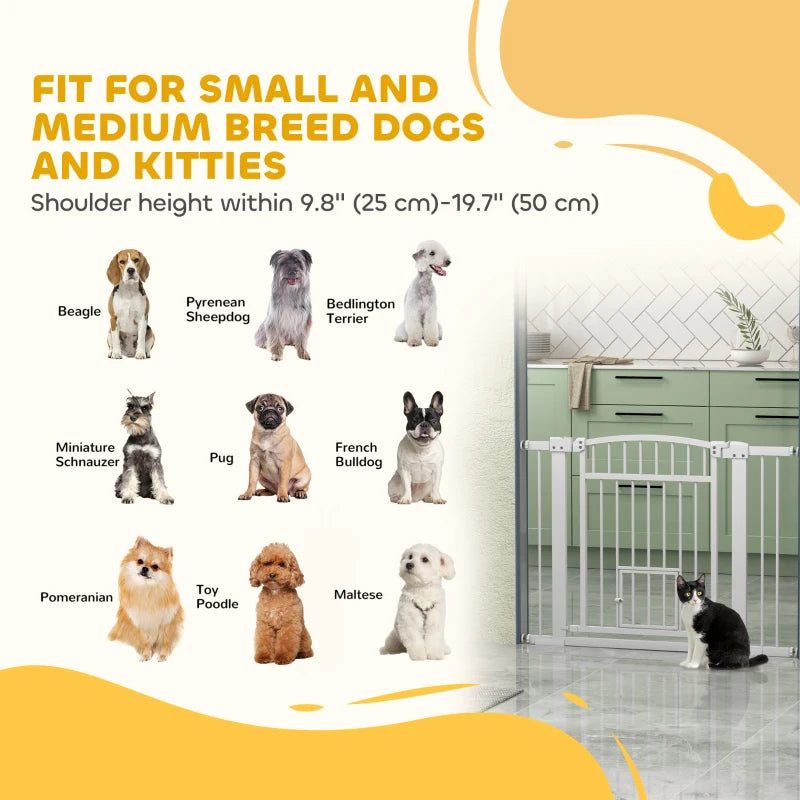 30"-41" Extra Wide Pet Gate with Small Door, 30" H Dog Gate with 3-Inch and 5.5-Inch Extension Kit