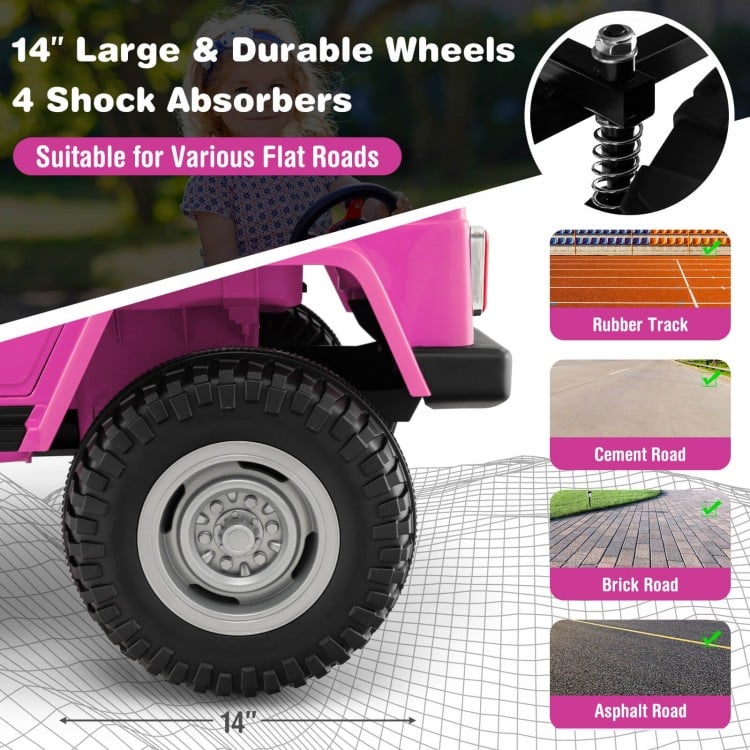 12V 2-Seat Licensed Kids Ride On Toyota FJ40 Car with 2.4G Remote Control-Pink